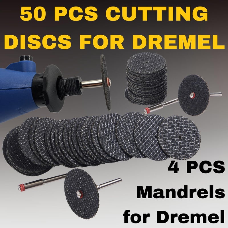 Drilax Rotary Tool Cutting Discs for Metal 50 Pcs Cut Off Wheels Double Fiberglass Reinforced Cut Off Tool Set with 4 Mandrels Compatible with Dremel Cutting Discs 426 426b - Image 4